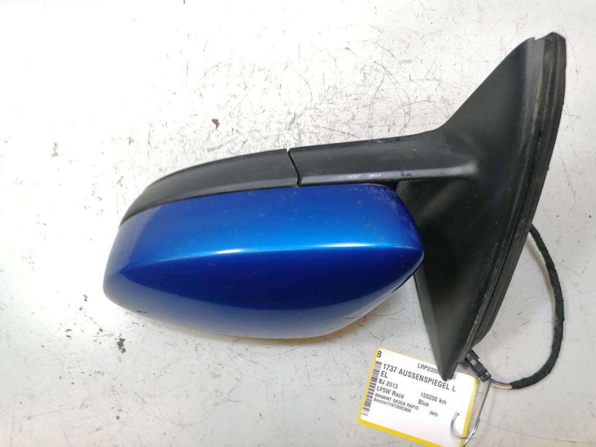 Skoda Rapid NH original Au&szlig;enspiegel links LF5W Race Blue elektrisch Bj.2013